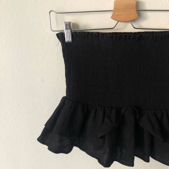 Zara Linen Peplum Strapless Top in Black M - Picture 3 of 7